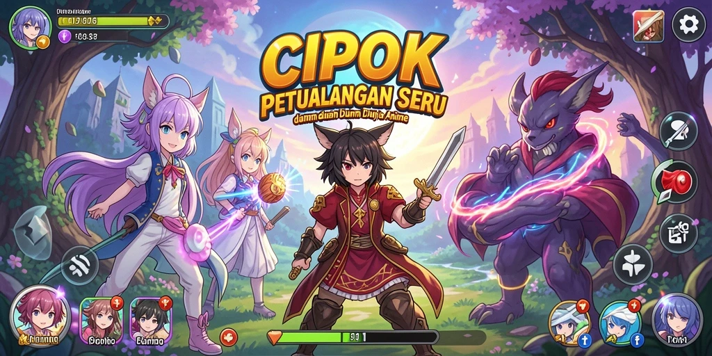 Screenshot utama gameplay CIPOK menampilkan serunya pertarungan karakter Anime.