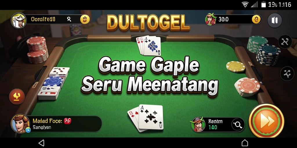 Screenshot DULTOGEL menampilkan gameplay seru Gaple dengan teman.