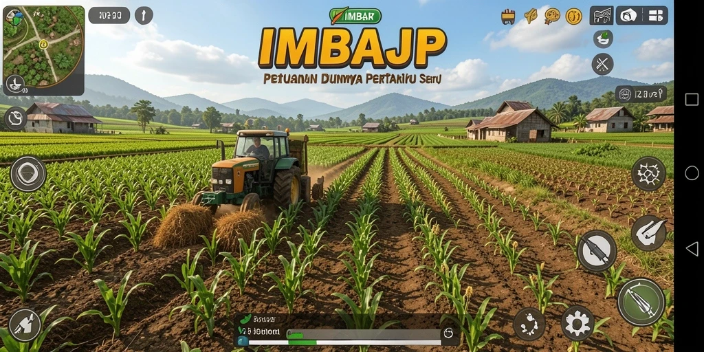 Tangkapan layar gameplay <strong>IMBAJP</strong> yang menunjukkan aktivitas pertanian yang seru.