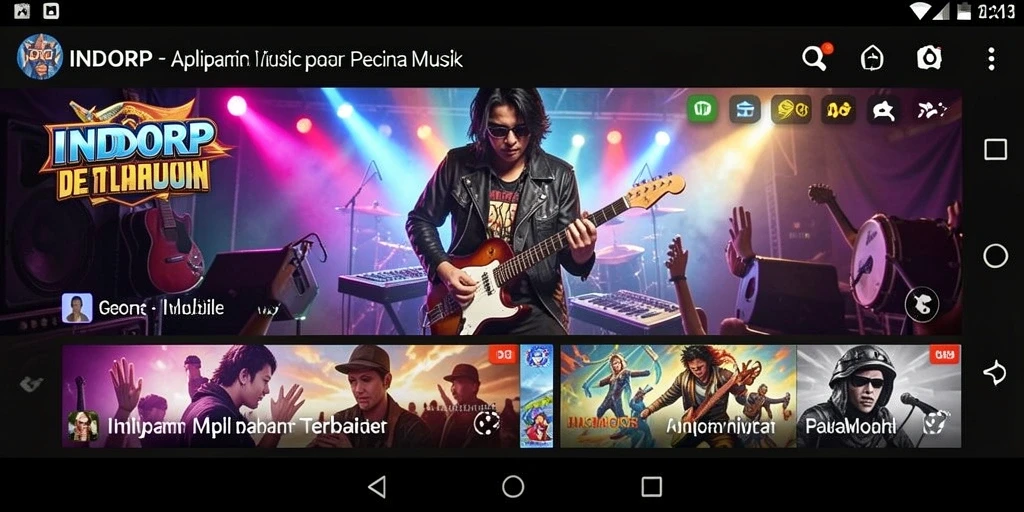 Screenshot gameplay INDORP menampilkan pengguna menikmati musik dengan lirik.
