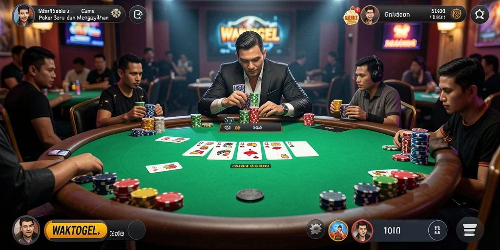Screenshot gameplay WAKTOGEL yang menampilkan suasana Poker yang menegangkan.